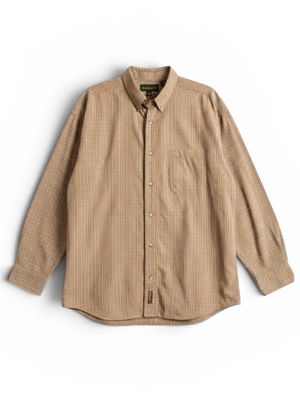 Timberland Plaid Button Down Shirt Casual Outdoor Streetwear Brown Cotton XXL